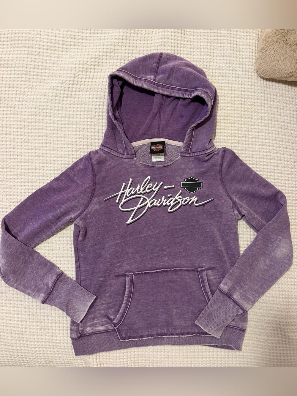 Harley-Davidson Aruba Purple Distressed Crewneck with Black Logo Patch